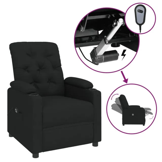 Fauteuil inclinable électrique Noir Tissu