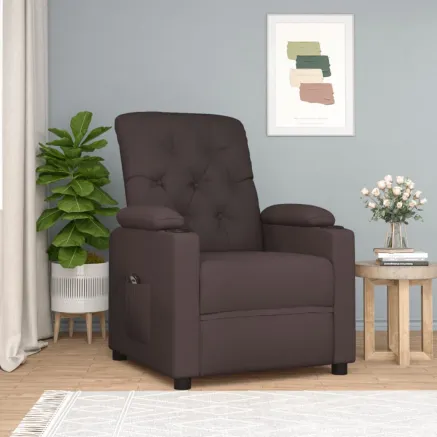 Fauteuil inclinable électrique Marron foncé Tissu