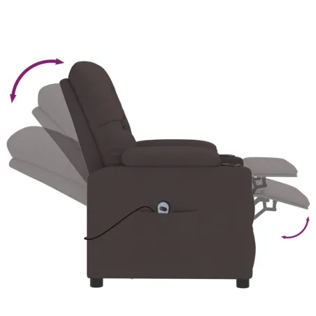 Fauteuil inclinable électrique Marron foncé Tissu