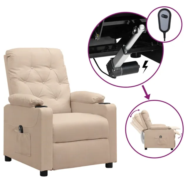 Fauteuil inclinable électrique Crème Tissu