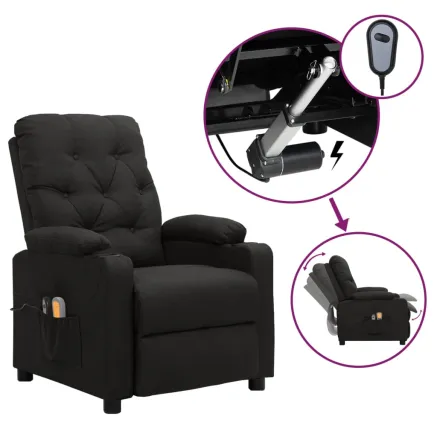 Fauteuil électrique de massage Noir Tissu