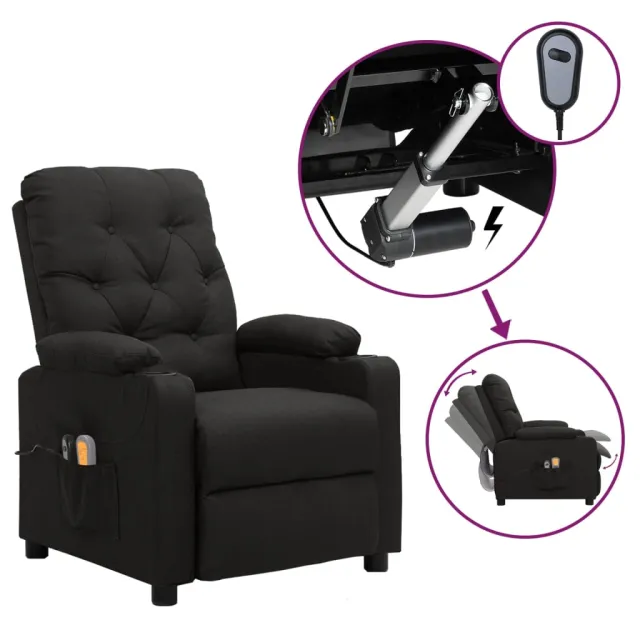 Fauteuil électrique de massage Noir Tissu
