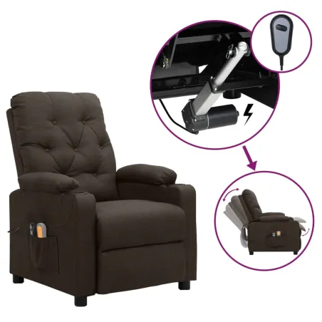 Fauteuil électrique de massage Marron foncé Tissu