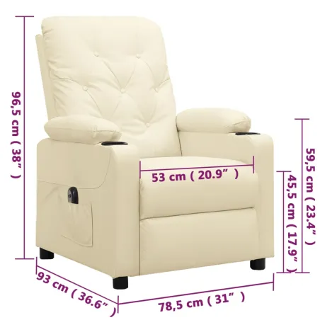 Fauteuil inclinable électrique Crème Similicuir