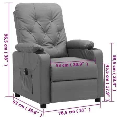 Fauteuil inclinable électrique Gris Similicuir