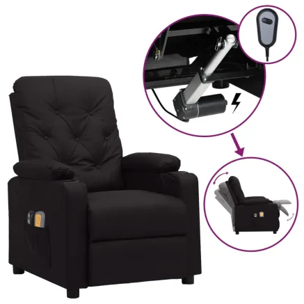 Fauteuil électrique de massage Noir Similicuir