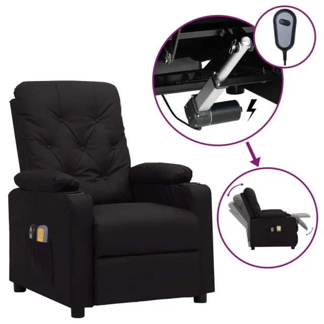 Fauteuil électrique de massage Noir Similicuir