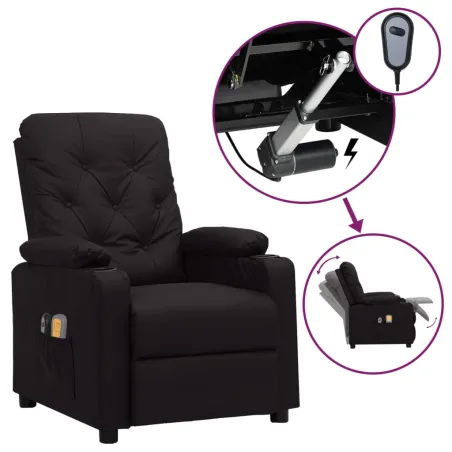 Fauteuil électrique de massage Noir Similicuir