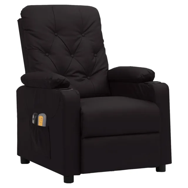 Fauteuil électrique de massage Noir Similicuir