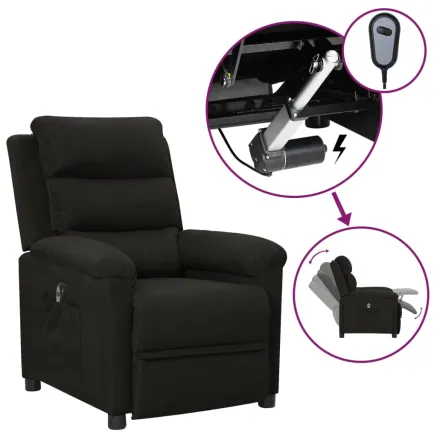 Fauteuil inclinable électrique Noir Tissu
