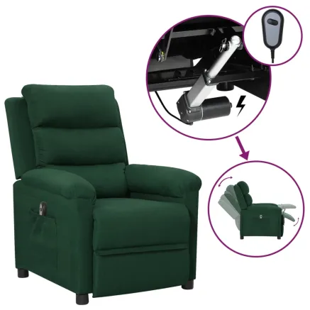Fauteuil inclinable électrique Vert foncé Tissu