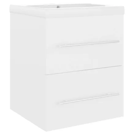 Armoire d'évier avec lavabo intégré Blanc Aggloméré 2