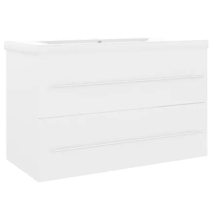 Armoire d'évier avec lavabo intégré Blanc Aggloméré 2