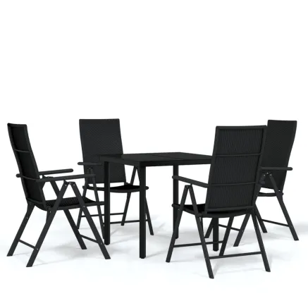 Ensemble à manger de jardin 5 pcs Noir 2