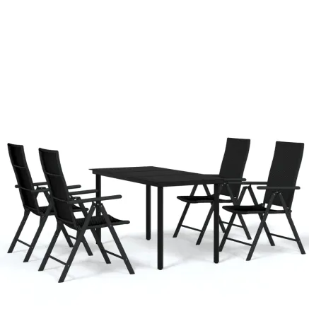 Ensemble à manger de jardin 5 pcs Noir 2