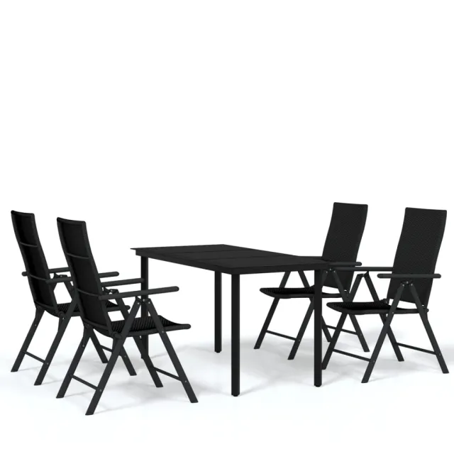 Ensemble à manger de jardin 5 pcs Noir