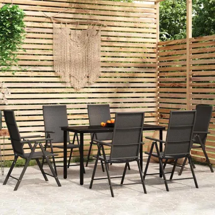 Ensemble à manger de jardin 7 pcs Noir