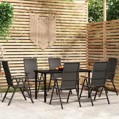 Ensemble à manger de jardin 7 pcs Noir