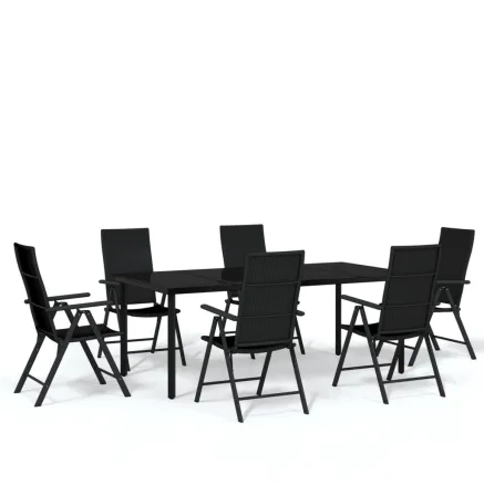 Ensemble à manger de jardin 7 pcs Noir 2