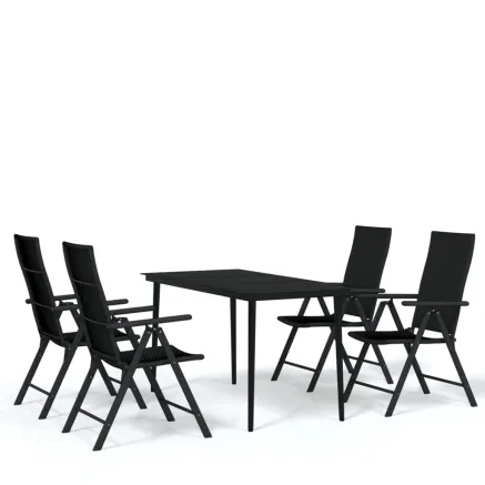 Ensemble à manger de jardin 5 pcs Noir 2