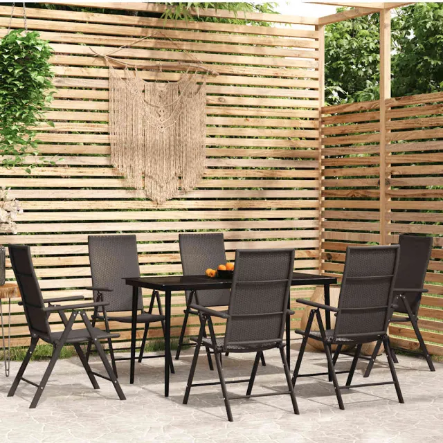 Ensemble à manger de jardin 7 pcs Noir