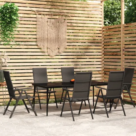 Ensemble à manger de jardin 7 pcs Noir