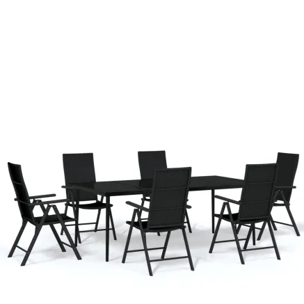 Ensemble à manger de jardin 7 pcs Noir 2