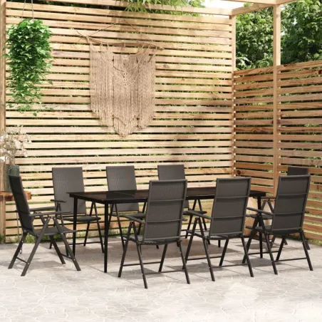 Ensemble à manger de jardin 9 pcs Noir