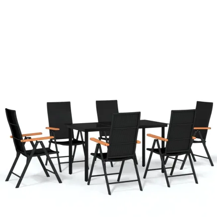 Ensemble à manger de jardin 7 pcs Noir 2