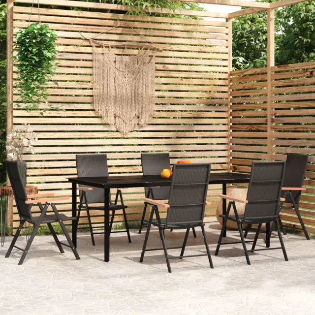 Ensemble à manger de jardin 7 pcs Noir