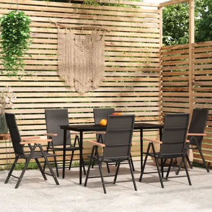 Ensemble à manger de jardin 7 pcs Noir