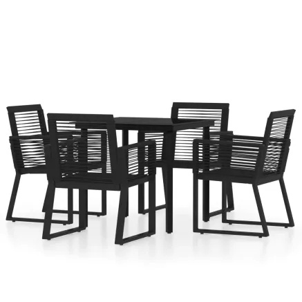 Ensemble à manger de jardin 5 pcs Noir 2