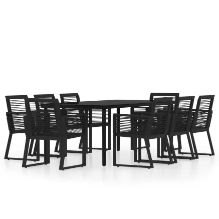 Ensemble à manger de jardin 9 pcs Noir 2