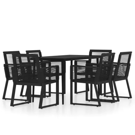 Ensemble à manger de jardin 7 pcs Noir 2