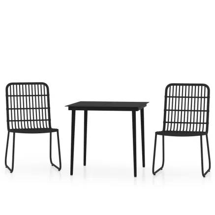 Ensemble à manger de jardin 3 pcs Noir 2