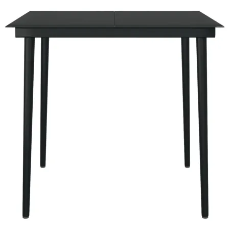 Ensemble à manger de jardin 5 pcs Noir Rotin PVC