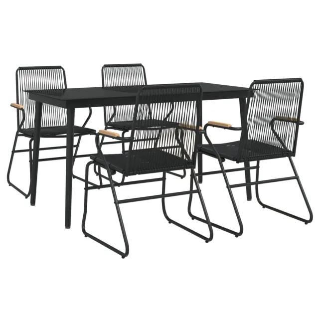 Ensemble à manger de jardin 5 pcs Noir Rotin PVC