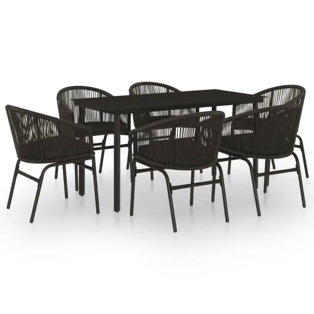 Ensemble à manger de jardin 7 pcs Noir