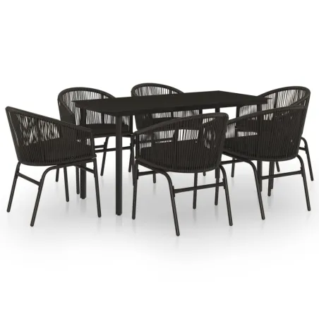 Ensemble à manger de jardin 7 pcs Noir