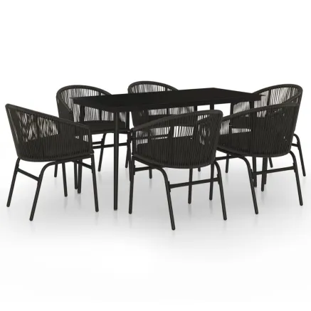 Ensemble à manger de jardin 7 pcs Noir 2