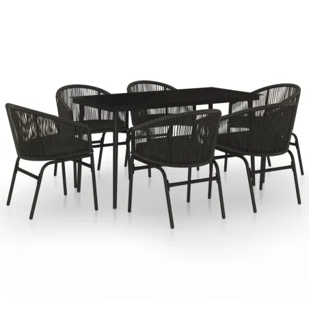 Ensemble à manger de jardin 7 pcs Noir