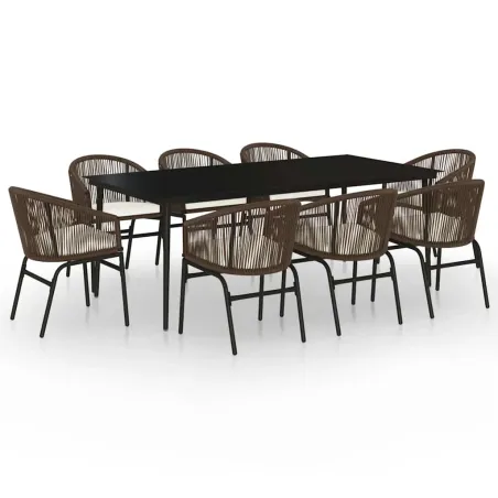 Ensemble à manger de jardin 9 pcs Marron