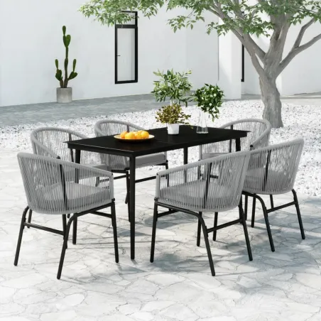 Ensemble à manger de jardin 7 pcs Gris