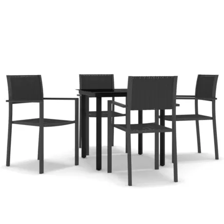 Ensemble à manger de jardin 5 pcs Noir 2