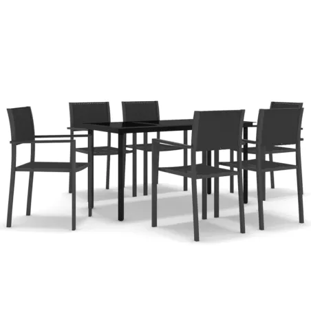 Ensemble à manger de jardin 7 pcs Noir