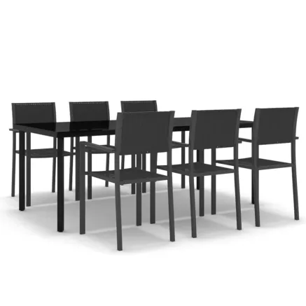 Ensemble à manger de jardin 7 pcs Noir 2