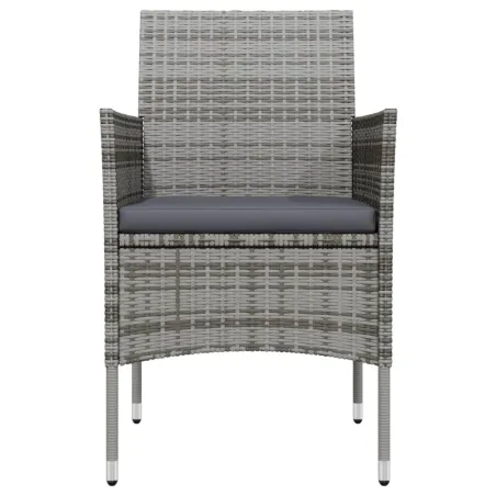 Ensemble à manger de jardin et coussins 3 pcs Gris et noir