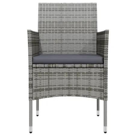 Ensemble à manger de jardin coussins 7pcs Gris et noir