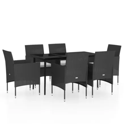 Ensemble à manger de jardin avec coussins 7 pcs Noir 2