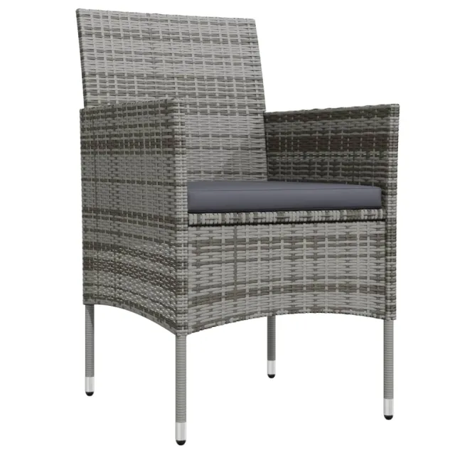 Ensemble à manger de jardin coussins 7pcs Gris et noir